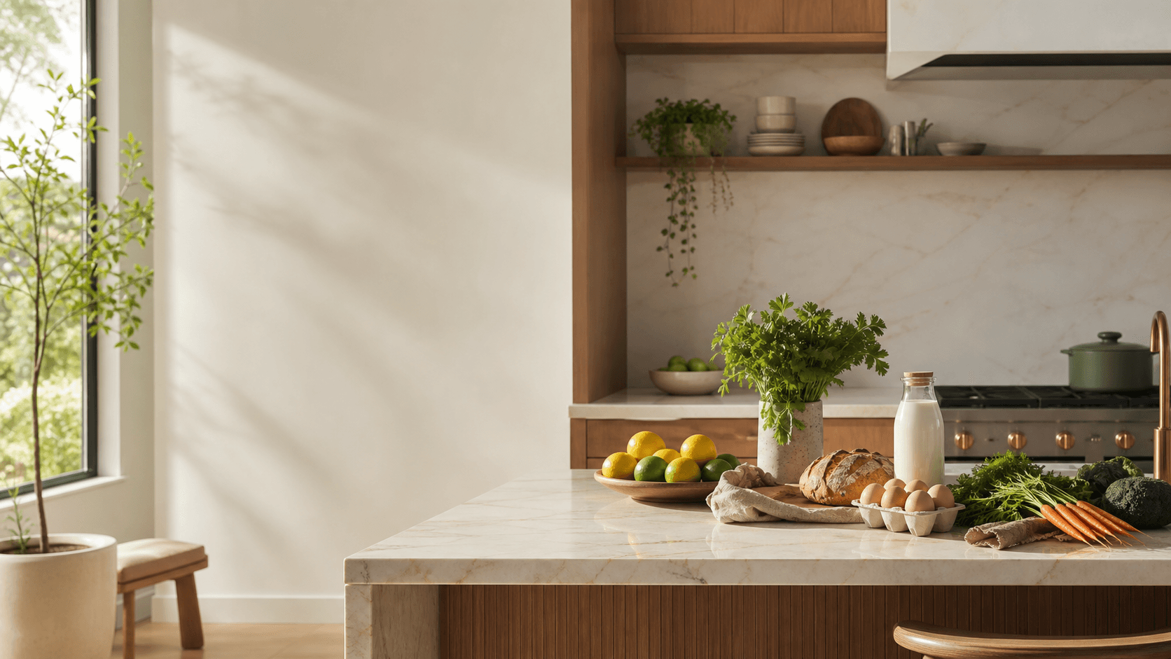 A warm, organized family kitchen